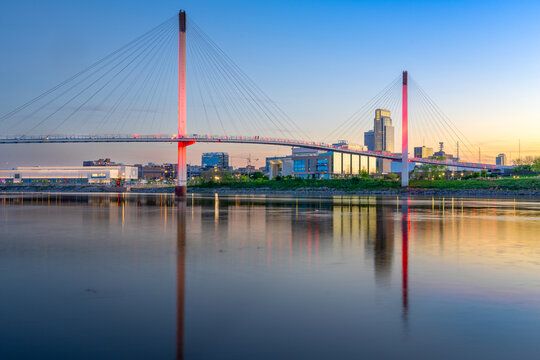 Omaha, Nebraska, USA Skyline on the Missouri River 1943
