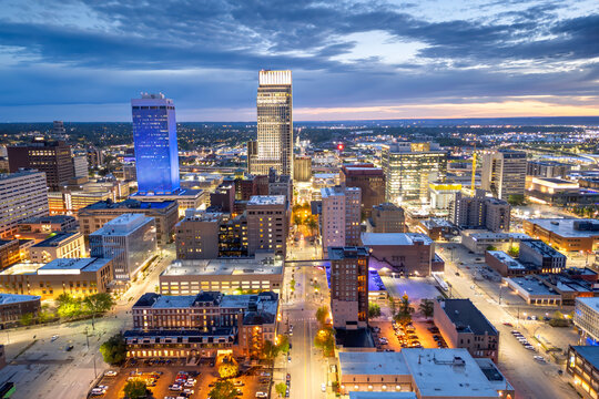 Omaha, Nebraska, USA Downtown City Skyline 1924