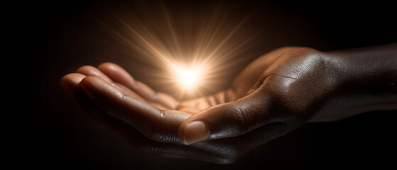 Hands holding glowing heart symbol for Random Acts of Kindness Day