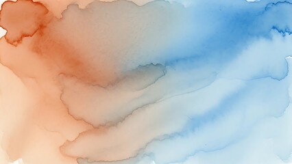 Dreamy watercolor wash with vibrant blue and warm peach tones blending softly, perfect for serene backgrounds, artistic projects, and calming visual designs