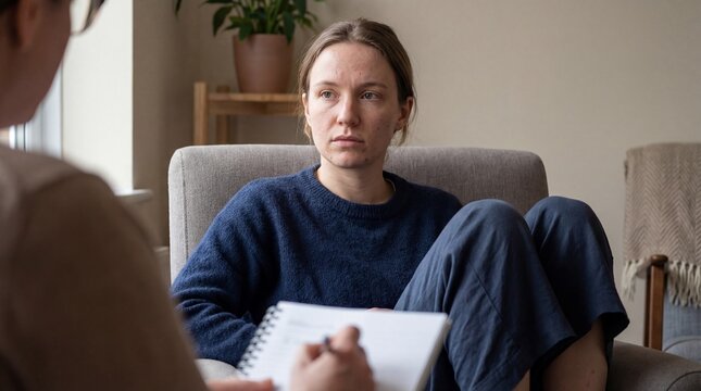 Woman in Therapy Session with Counselor