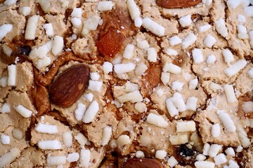 Top View of Italian Panettone with Almonds