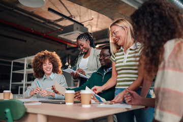 Diverse business team collaborating during office meeting