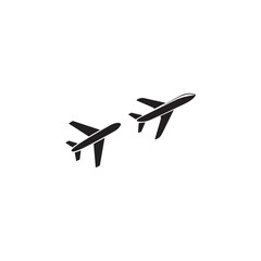 a minimalist depiction of two airplanes in flight against a plain white background a striking silhouette
