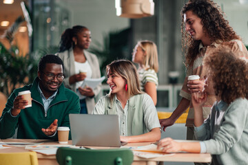 Diverse business team collaborating during an office meeting