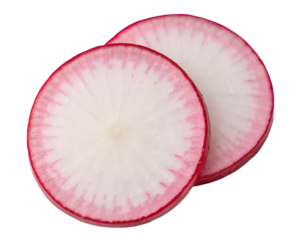 Radish round slice clipart with simple ring detail, flat pink-white colors, smooth outline, transparent background.