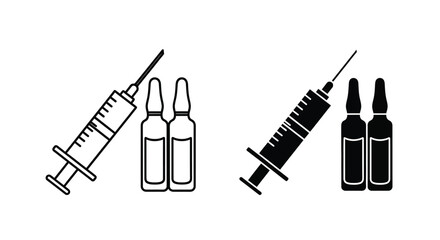 Medical icons displaying syringes and vials for injection or vaccination