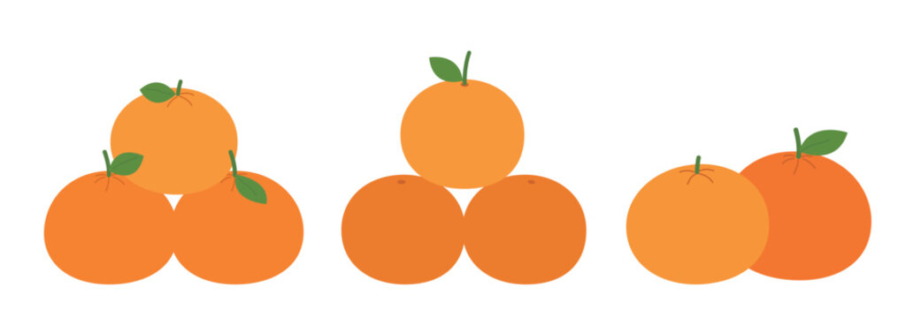 Mandarin Orange Trio Clipart for Lunar New Year.
Chinese New Year Tangerine Flat Vector Illustration. 
Prosperity Fruit Set
Lucky Orange Stack for Spring Festival.
Festive Citrus Clip Art.