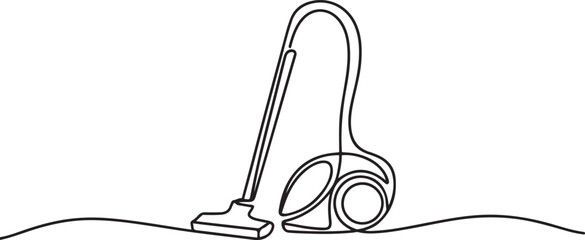 Abstract Vertical Vacuum Cleaner, continuous single one line art hand drawing sketch logo . one line Icon drawing