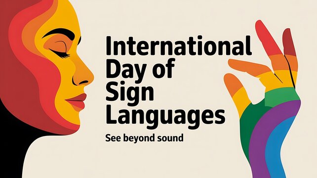 International Day of Sign Languages vibrant art promoting global communication and inclusion
 - Powered by Adobe