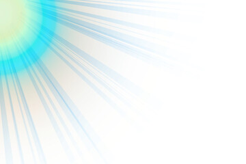 Bright blue and yellow sunburst light effect isolated on transparent background