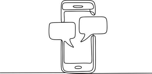 Communication Single Line Icon, continuous one line drawing, Notifications on the screen icon line continuous drawing vector. one line Icon drawing