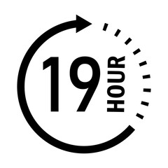 Nineteen hour duration arrow cycle icon