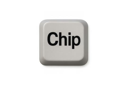 Computer keyboard key displaying the word chip