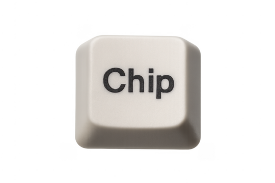 Computer keyboard key displaying word chip