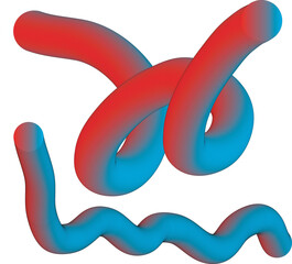 Abstract colorful wavy organic shapes with red and blue gradient