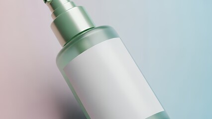 Close up of a bottle with a blank white label