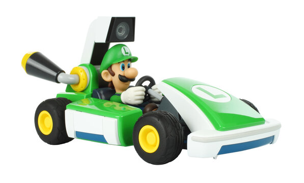Mario Kart Live: Home Circuit is a Brand Mario Kart Game that combines Toys and Nintendo Switch with augmented reality. Toy Kart Luigi on transparent background