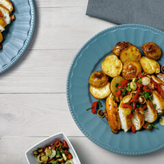 Oven-Baked Chicken Breast with Crispy Golden Potatoes