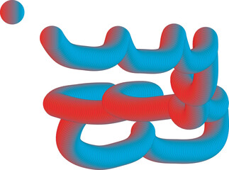 Abstract 3d rendered shape with blue and red gradient colors