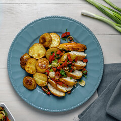 Oven-Baked Chicken Breast with Crispy Golden Potatoes