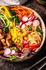 Vegan healthy poke bowl with tofu