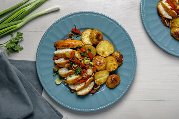 Oven-Baked Chicken Breast with Crispy Golden Potatoes