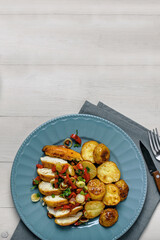Grilled Chicken Breast with Roasted Baby Potatoes