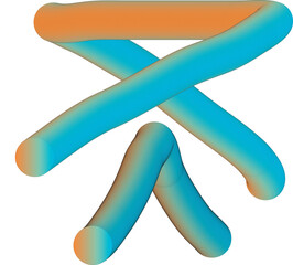 Abstract arrangement of textured orange and turquoise foam shapes on white background