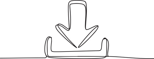 Single line drawing illustration of download sign, Download icon line continuous drawing vector. one line Icon drawing