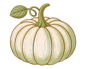 Pumpkin stem clipart with smooth curved shape, flat brown-green tones, clean vector outline, transparent PNG.