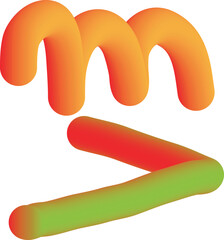 Bright orange spiral and green stick against white background