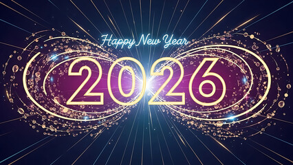 Happy new year celebration with the year two thousand twenty six and sparkling light effects shown silhouette