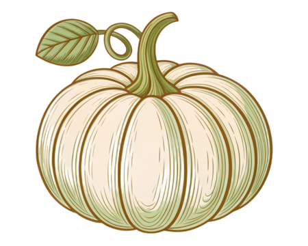Pumpkin stem clipart with smooth curved shape, flat brown-green tones, clean vector outline, transparent PNG.