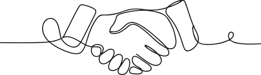 Obraz premium Handshake continuous one line drawing. Continuous one line drawing illustration vector. One line drawing of a handshake drawn with a single line. one line Icon drawing
