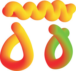 Abstract 3d shapes with gradient colors on white background