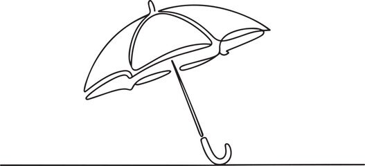 Continuous one line drawing of umbrella. One line drawing illustration of opened umbrella. Umbrella line drawing vector. one line Icon drawing