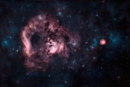 The Question Mark Nebula deep space astrophotography. The majestic beauty of the starry night sky. 