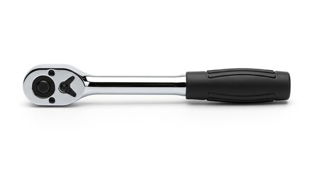 Sleek metal ratchet wrench with ergonomic handle