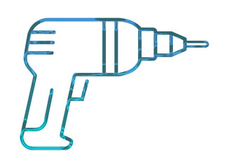 Neon outline of a cordless power drill on a black background