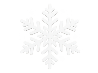 Detailed white snowflake icon symbol perfect for winter holiday and seasonal designs transparent background