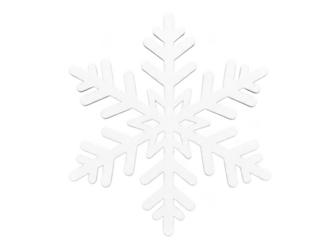 Detailed white snowflake icon symbol perfect for winter holiday and seasonal designs transparent background