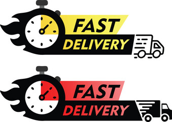 Quick Express Delivery Badge & Logo Vector &ndash; Modern Shipping Emblem, Fast Service Label & Tag Design for Products & E-Commerce
