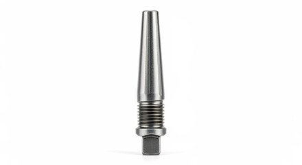 Metallic threaded bolt on white background