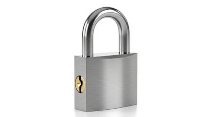 Naklejka premium Secure metal padlock on white background.