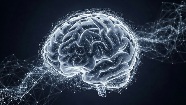 Brilliant brain network connecting ideas, sparking innovation in digital world. Futuristic mindset for artificial intelligence, machine learning concepts