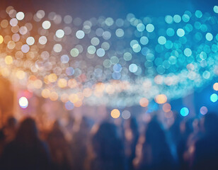 Colorful abstract bokeh lights background of a city night party celebration