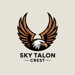 Obraz premium Sky Talon Crest eagle with outstretched wings, soaring raptor mascot logo for teams and clubs, bold aviation‑style sports branding vector illustration