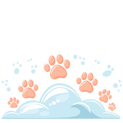 Snowy Snowdrift with Paw Prints
