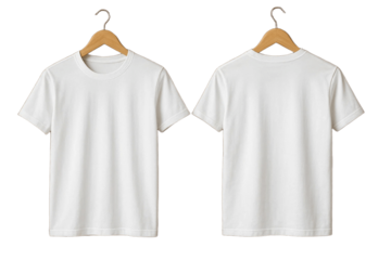Two White T-Shirt Mockup for Modern Apparel Design on Transparent Background